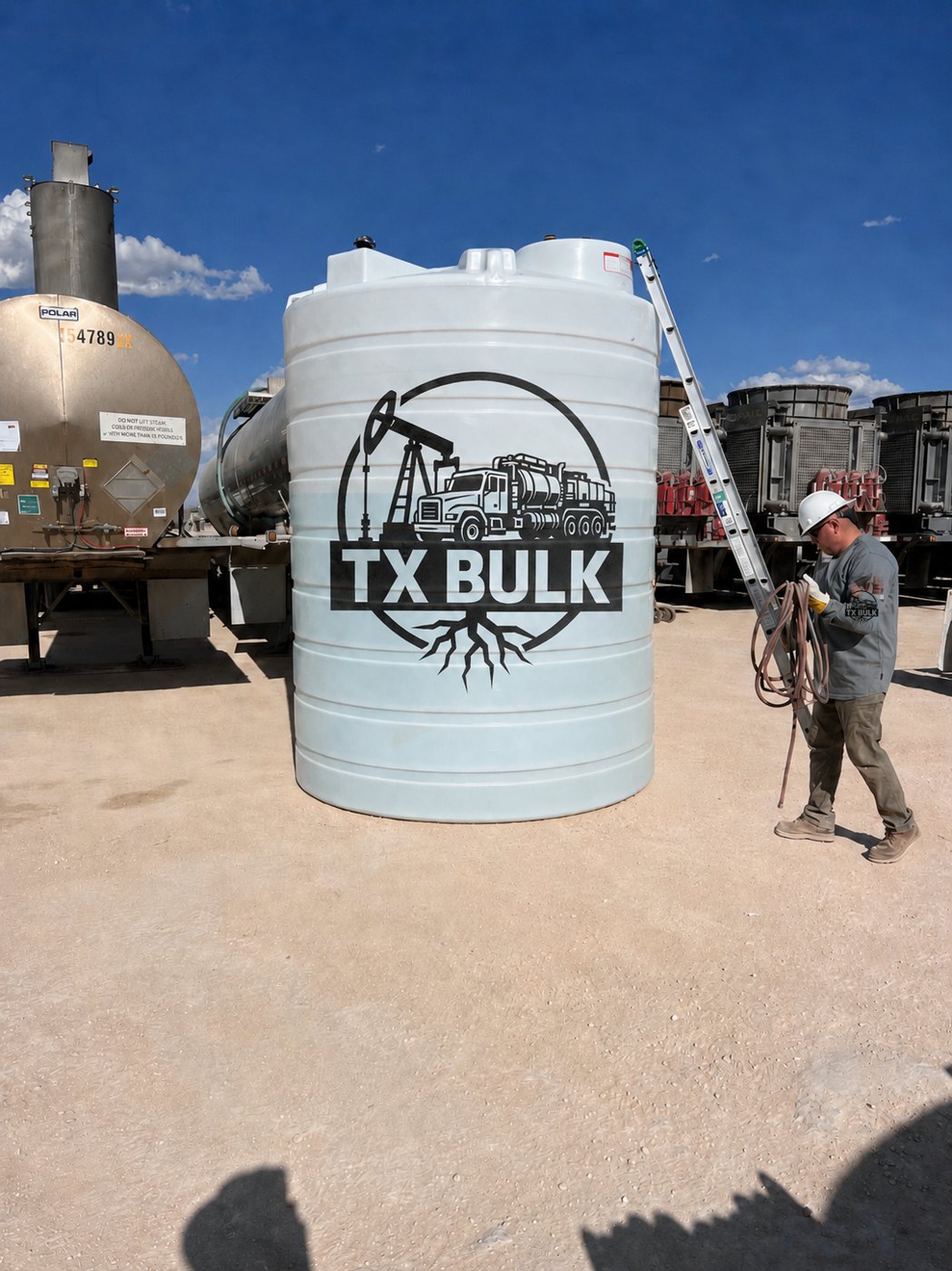 TX Bulk DEF branded bulk tank on a frac location